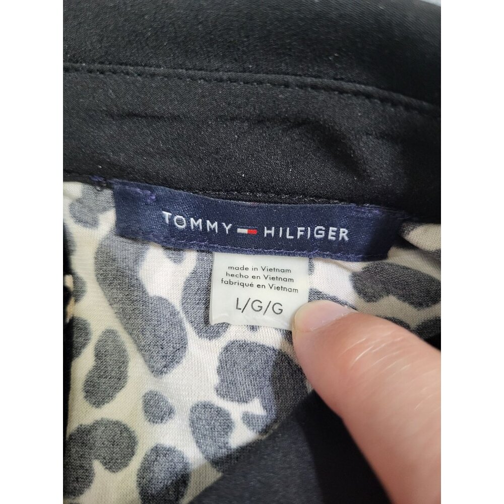 TOMMY HILFIGER Women's LG Cheetah Animal Print Sleeveless Blouse Tank Top Collar - Picture 6 of 7